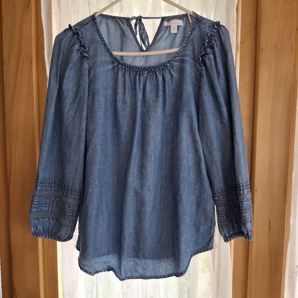 Lauren Conrad Women's Blue Denim Top